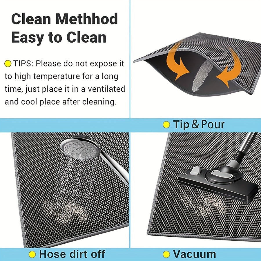 Double Layer Washable EVA Cat Litter Mat Anti-Splashing Trapping Pad Gray