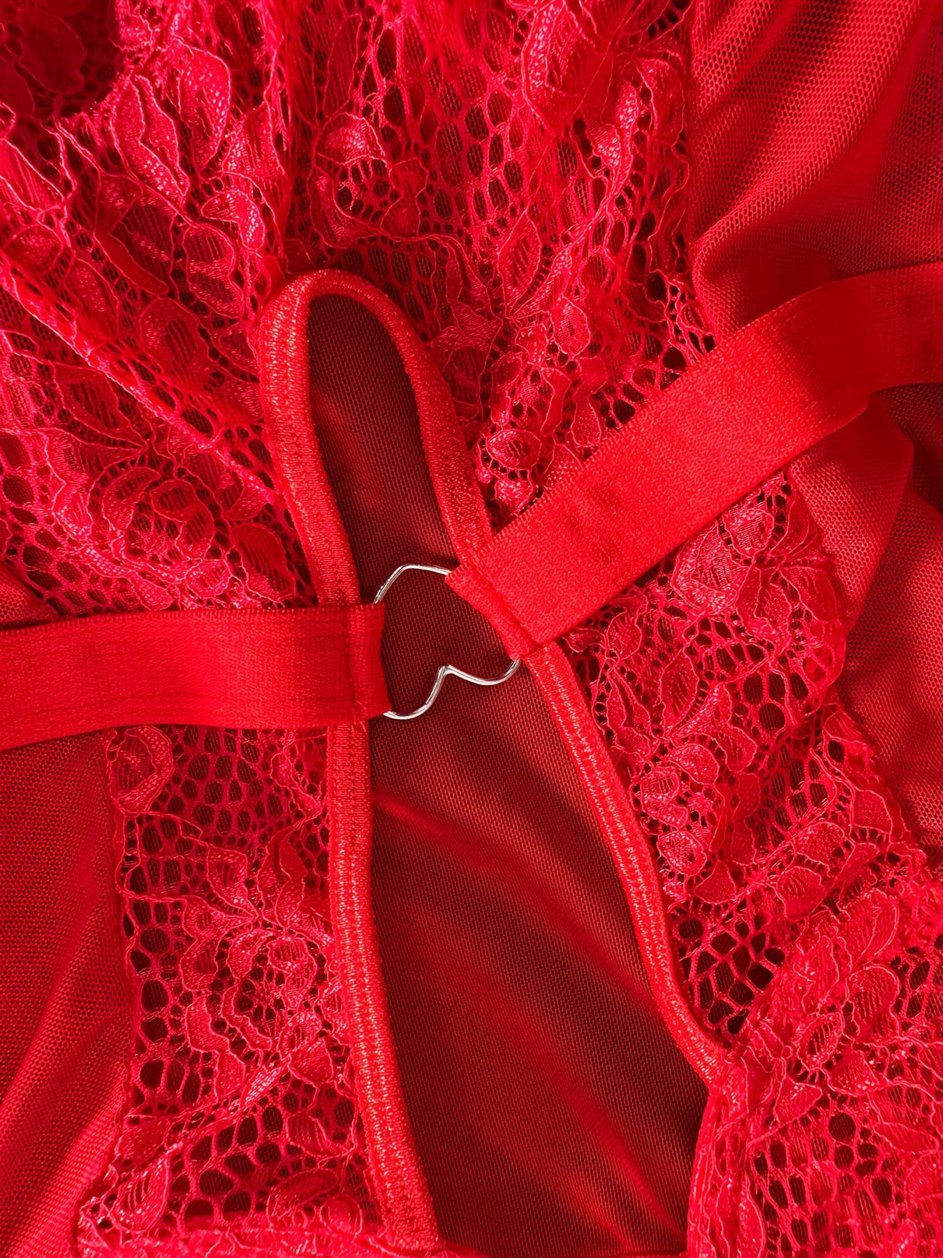 Women's Lace Teddy and Thong Bodysuit with Heart Trim Sexy Lingerie