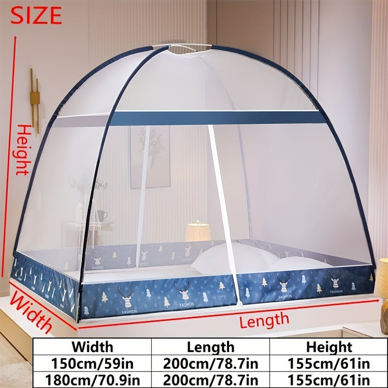 Pop-Up Mongolian Yurt Mosquito Net for Bed Protection, 360° All-Round, Easy Setup