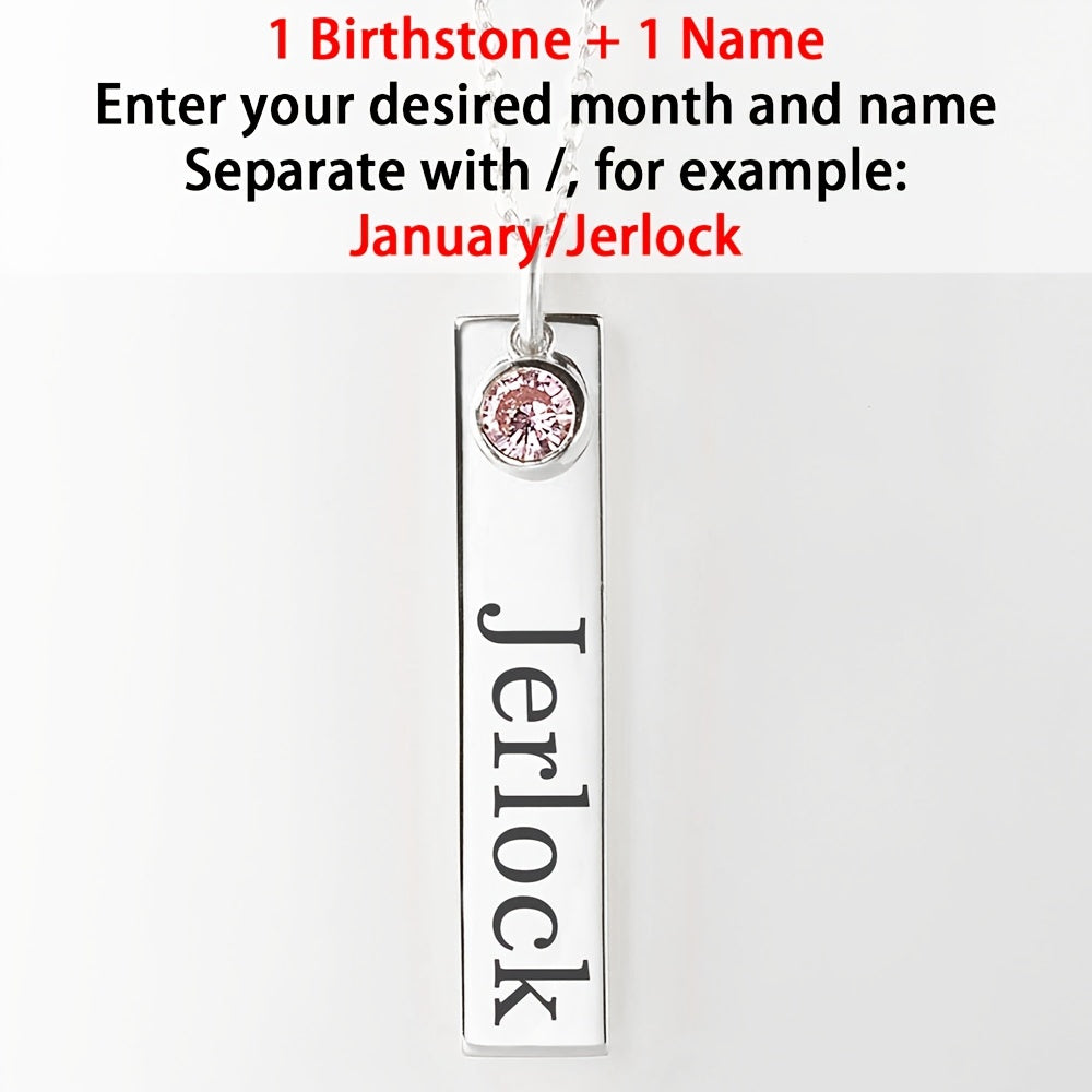 Personalized Stainless Steel Necklace with Birthstone and Name Engraving for Women