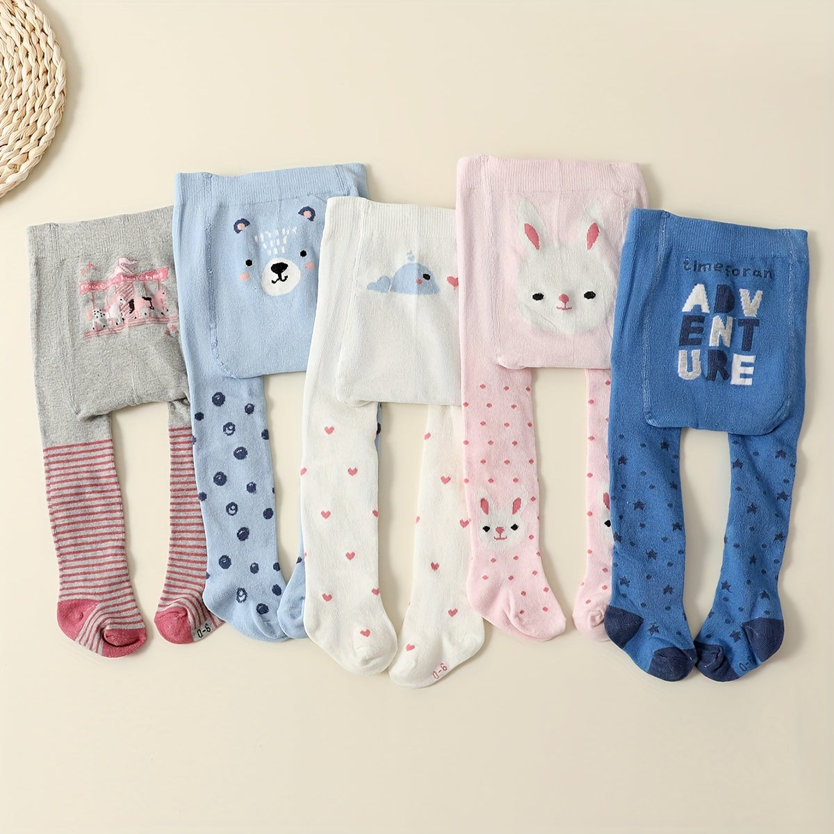 Baby Girls Pantyhose 4/5 Pairs Autumn Winter Warm Soft Knit Cotton