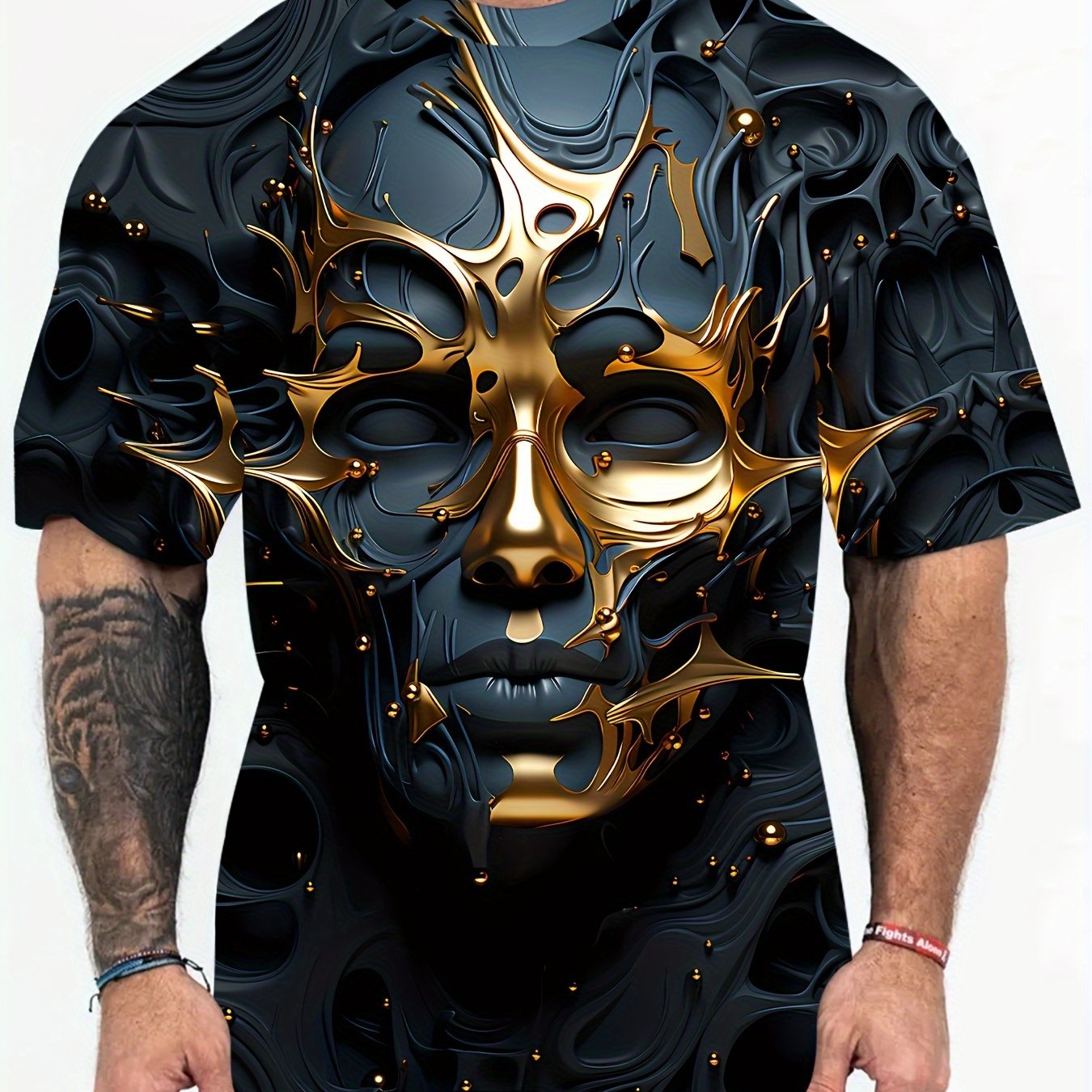 Men's Plus Size Casual T-Shirt with 3D Digital Print Summer Short Sleeve Polyester Knit