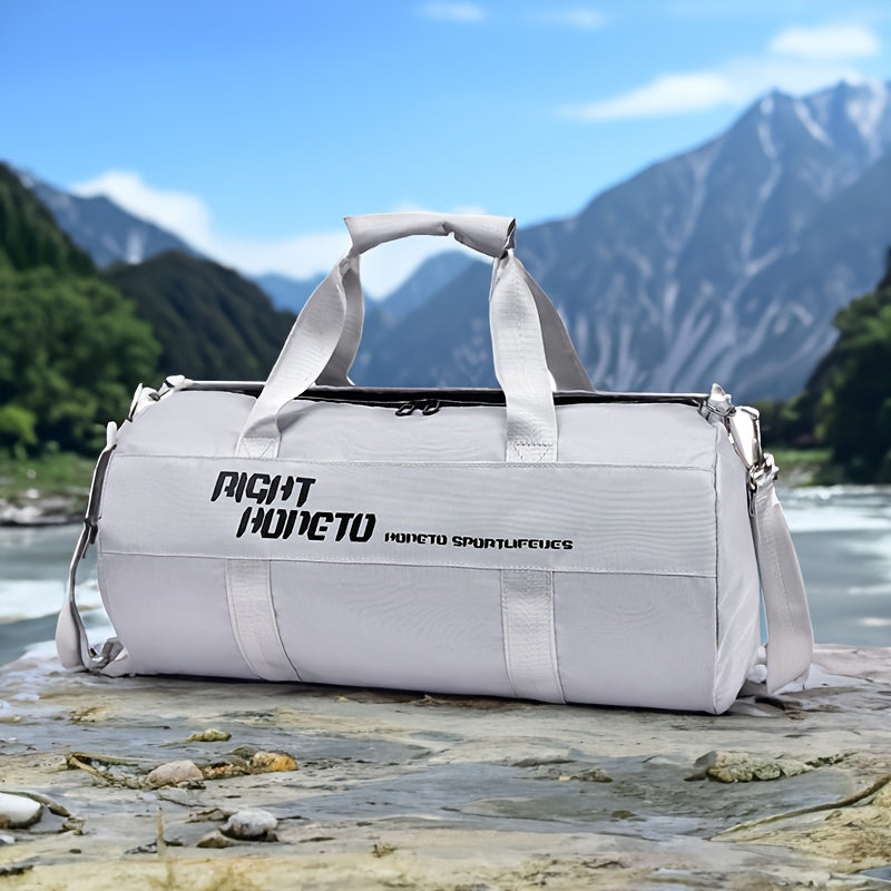 Large Nylon Gym Duffel Bag with Wet Dry Separation in Black 48x27x27cm