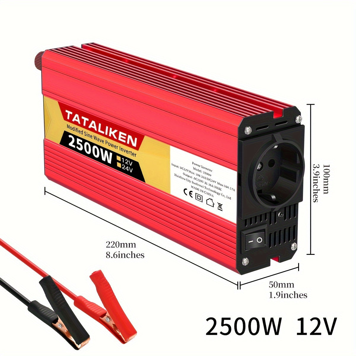 Inversor de coche de alta potencia de 12V a 220V 2500W 600W para cargar teléfonos y tablets