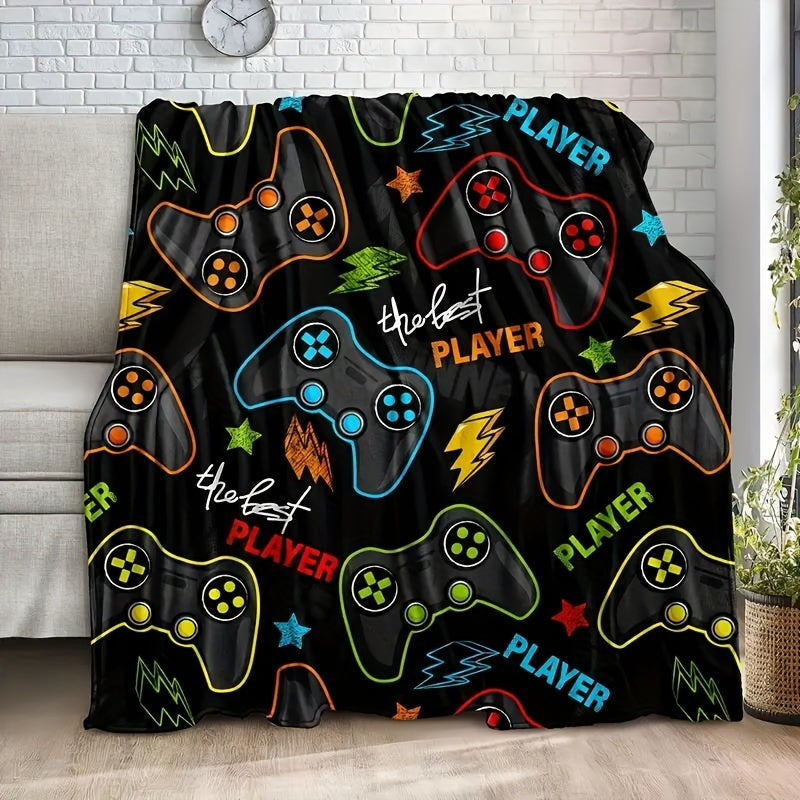 Soft Plush Gaming Controller Throw Blanket Ultra-Soft Knit Stain-Resistant All-Season