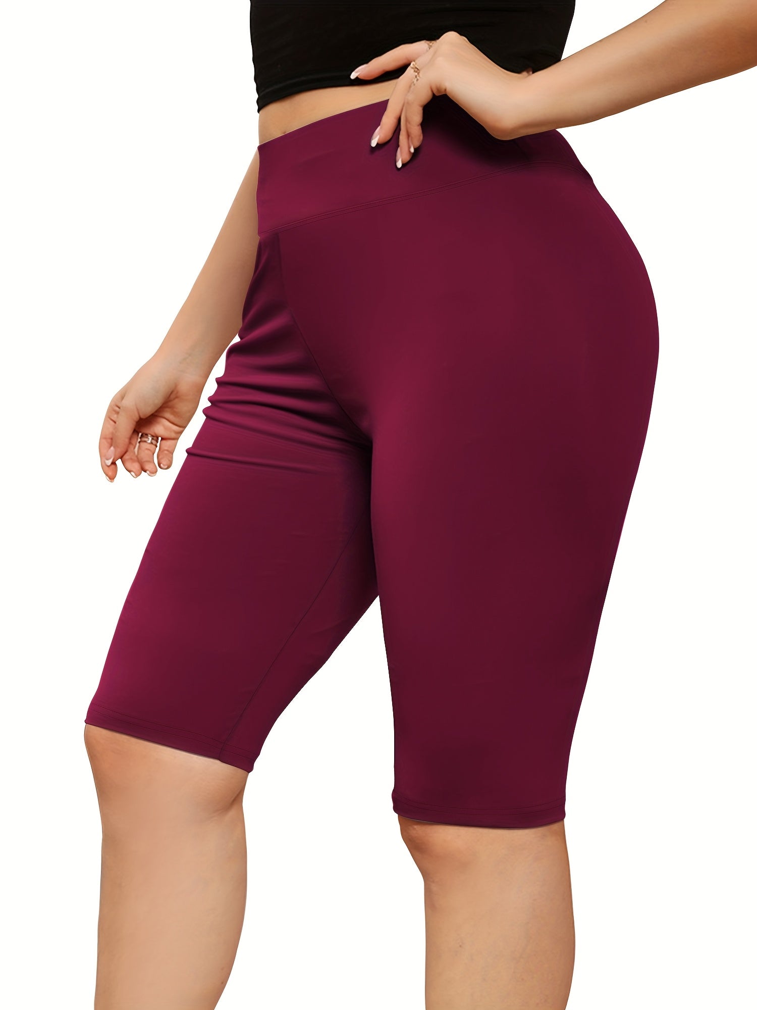 Women's High-Waisted Tummy Control Leggings Summer Yoga Workout Shorts Elastane