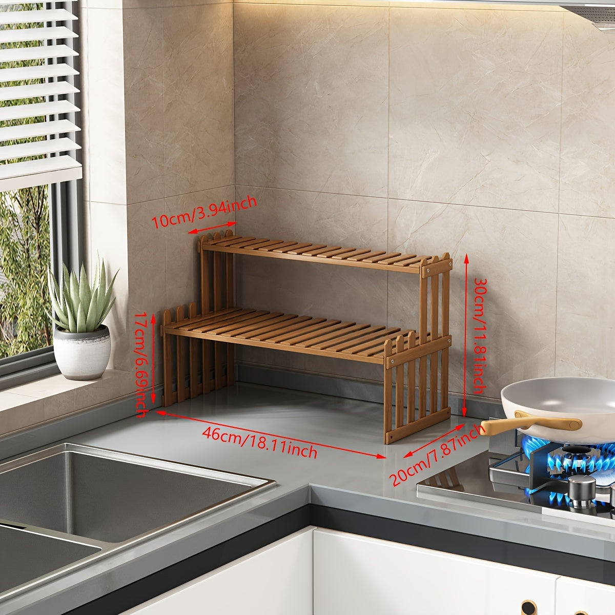 Открытая угловая полка для хранения из бамбука, двухслойная, в повседневном стиле, напольная кухонная органайзерная стойка, не требует подключения к электричеству, компактная конструкция, передвижная, высота 220.