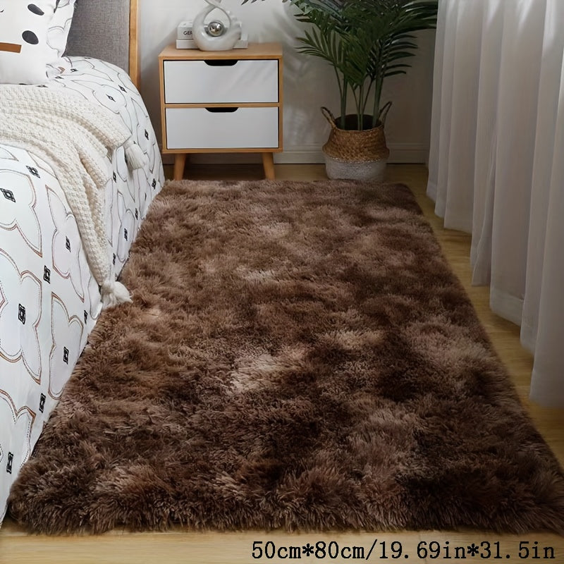 Tie-Dye Plush Area Rug with Gradient Design Non-Slip Thick Soft for Living Room Bedroom Balcony