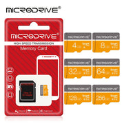 Turli o'lchamlarda (4GB, 8GB, 16GB, 32GB, 64GB, 128GB, 256GB) mavjud bo'lgan yuqori tezlikdagi to'q sariq-siyoh rangli mikro mini TF SD karta, Class 10 TF U3 mosligi bilan va SD adapteri bilan birga.