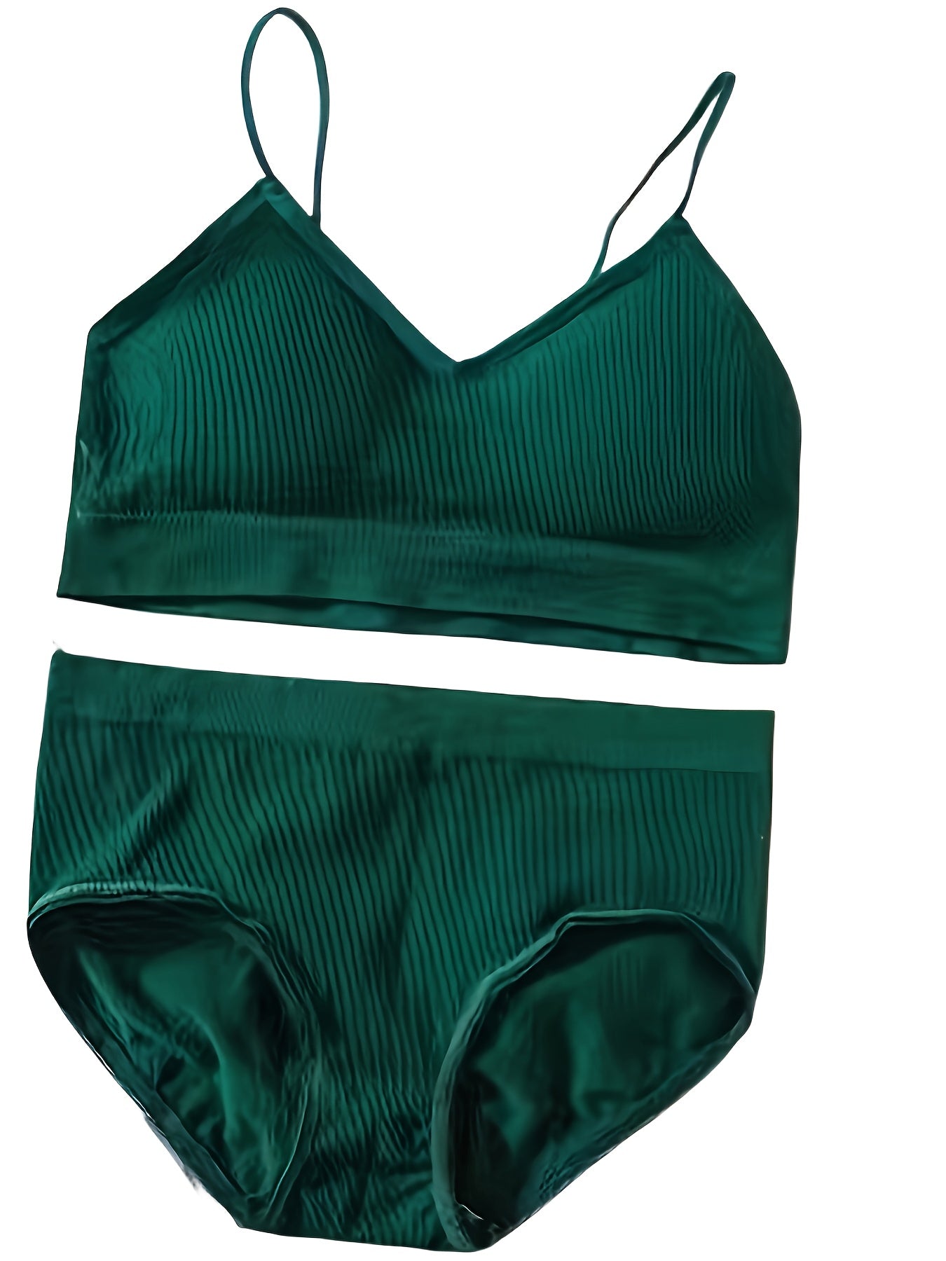 Women's Seamless Backless Lingerie Set with Removable Pads in Striped and Solid Colors