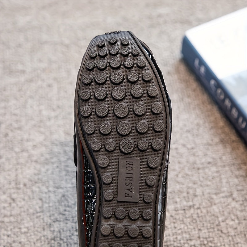 Kids' Boys Loafers Slip-On Shoes All-Season Lightweight PU TPR Plaid Embroidered British Style