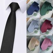 Men's Narrow Silk Tie 6cm Single-Color 1200 Stitches for Formal Occasions