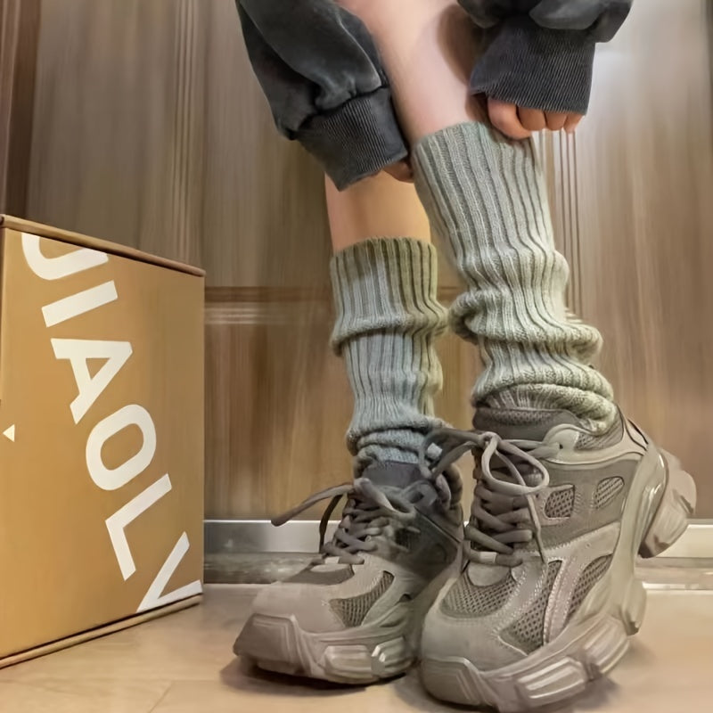 Women's Knit Leg Warmers Solid Color Cozy Socks Hosiery