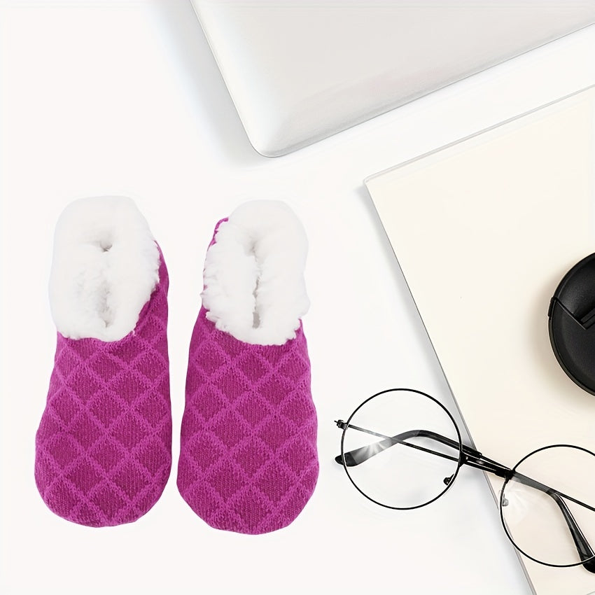 Women's Non-Slip Coral Fleece Floor Socks Plush Knitted Warm Fuzzy Socks for Women