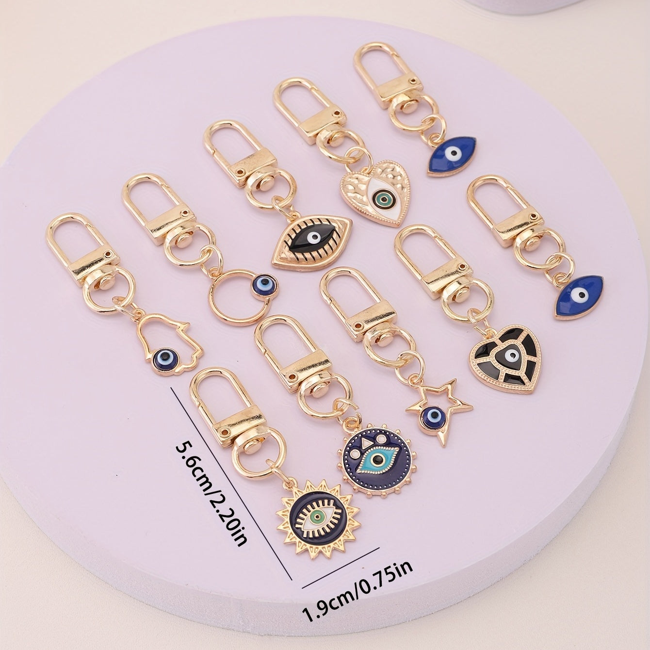Juego de 10 amuletos de llavero de ojo turco para bolsos y accesorios de coche