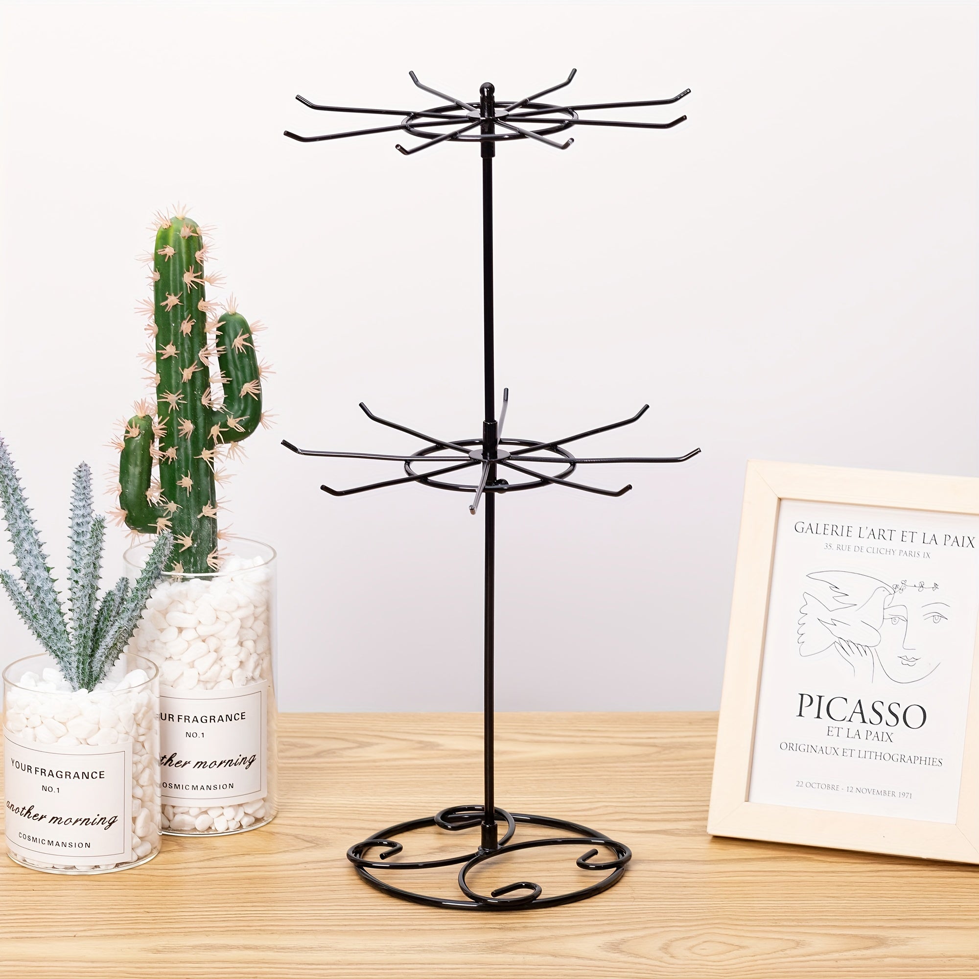 Вращающийся стеллаж для украшений с 2 уровнями для ожерелий и браслетов