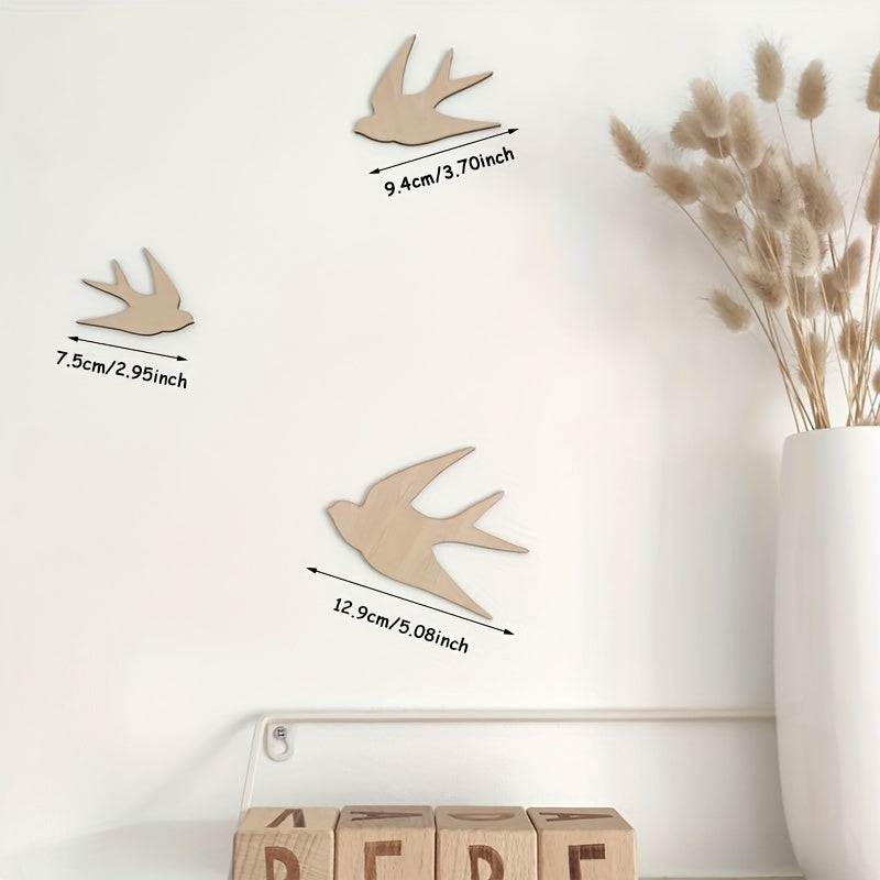 2, 3 yoki 6 ta Yog'och Mini Devor Stiker Dekoratsiyalari to'plami, Qushlar, Bulutlar va Gullar bilan. Ushbu Qayta ishlatiladigan Yaratijiy Yog'och Devor Dekoratsiyalari bilan Bolangizning Xonasini bezang.