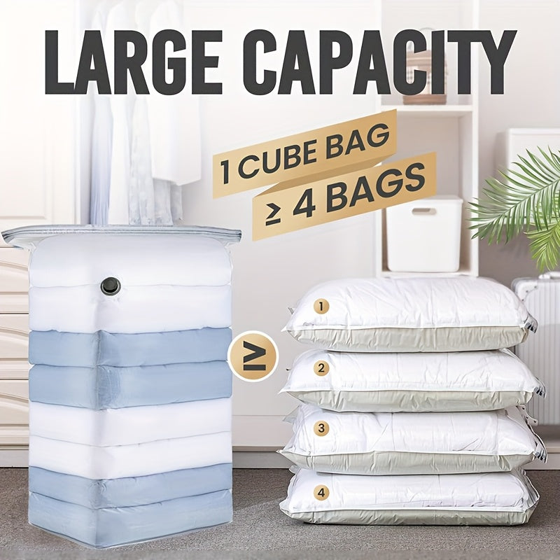 Set of 5 Reusable Vacuum-Sealed Storage Bags for Clothes and Bedding Space Saver