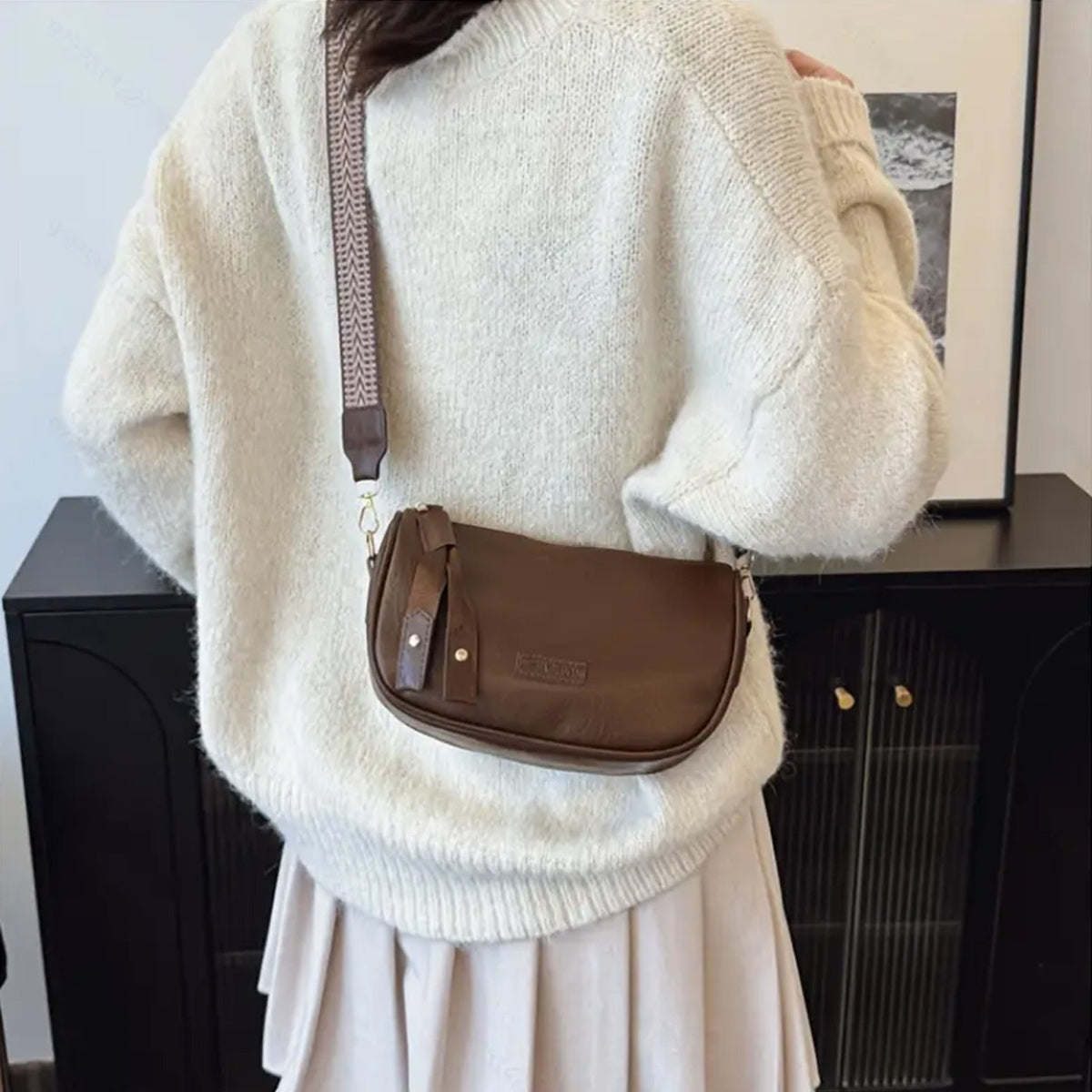 Vintage Boston Handbag with Large Capacity PU Retro Pillow Crossbody Zipper Closure