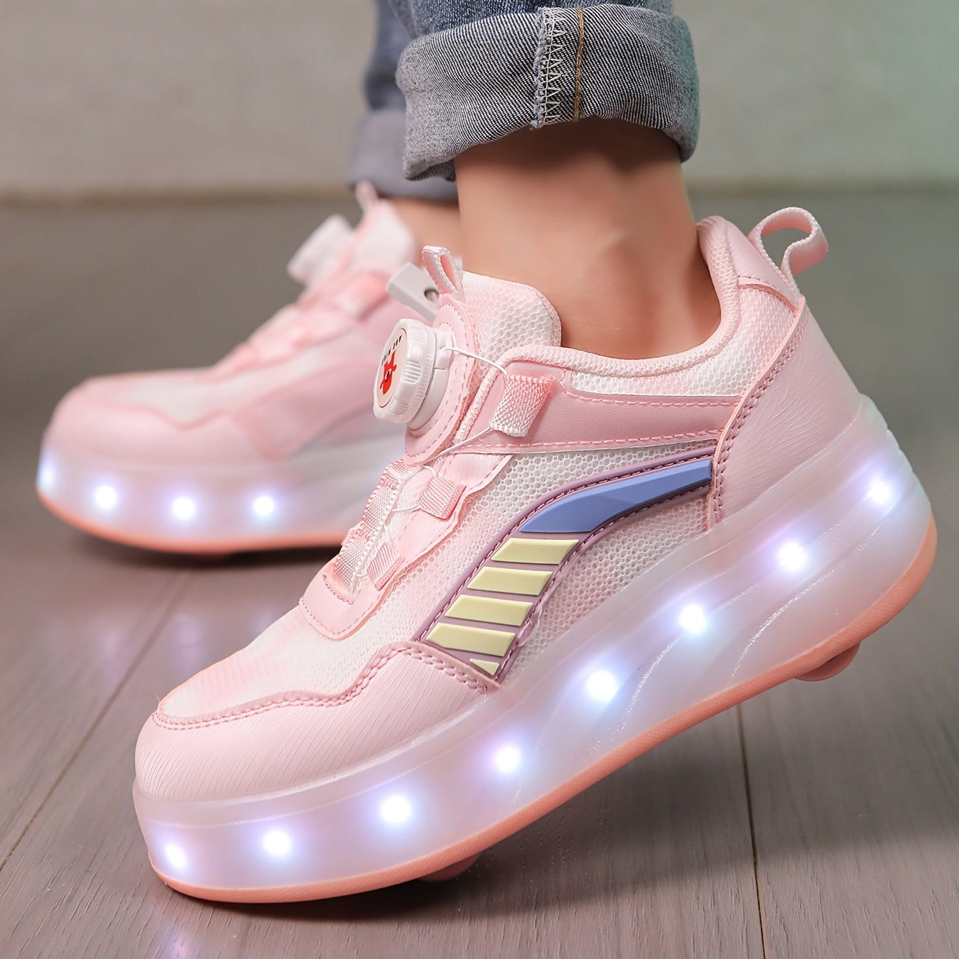 Kids' LED Flash Roller Skates for Boys and Girls, USB Rechargeable, Indoor Outdoor, All-Season