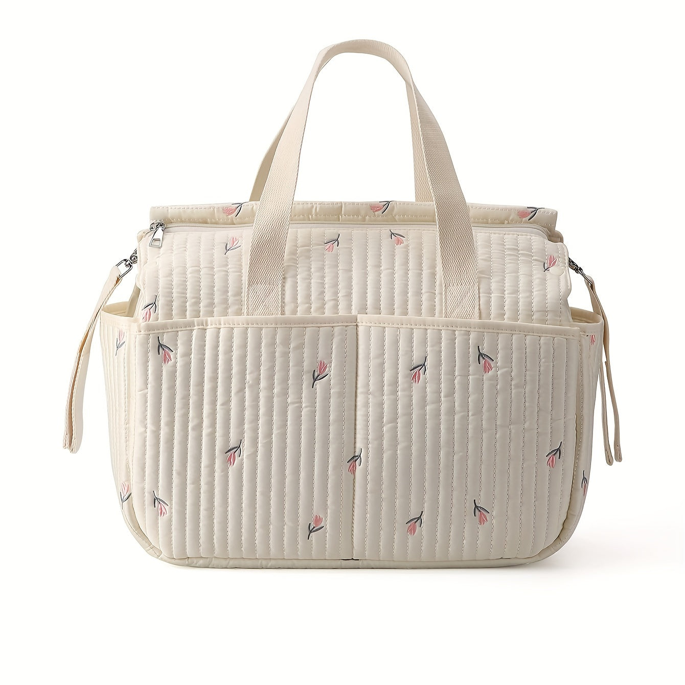 Большая вместимость сумки для подгузников с вышивкой медведя, прочный полиэстер, несколько отделений, регулируемый плечевой ремень