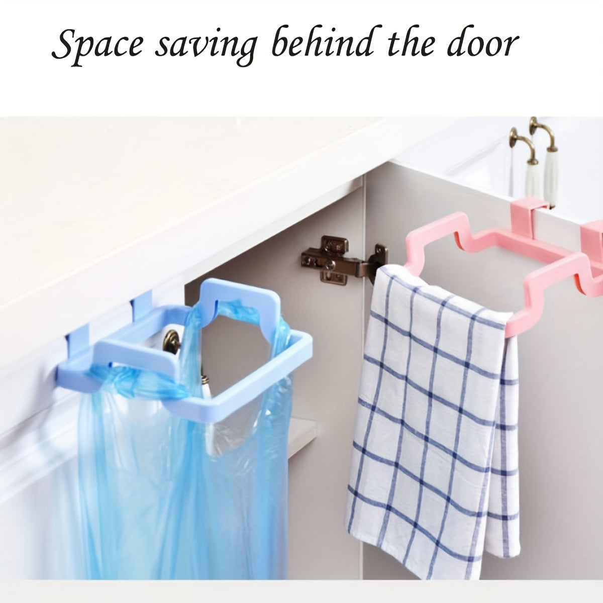 Rang-barang devorga o'rnatiladigan plastmassa sumka dozatori oshxona, omborxona, hammom uchun 2 ta sumkani ushlab turadi