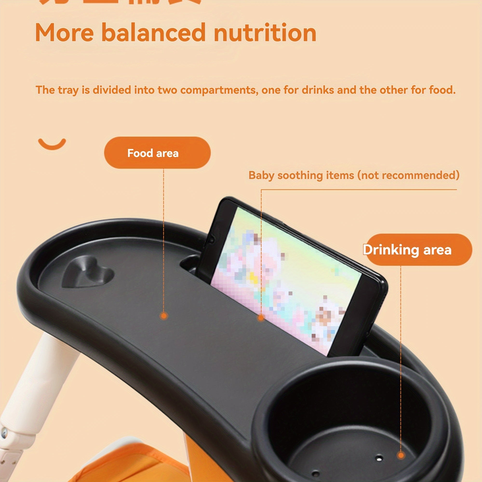 Large Capacity Anti-Slip Stroller Tray with Phone Holder for All Strollers