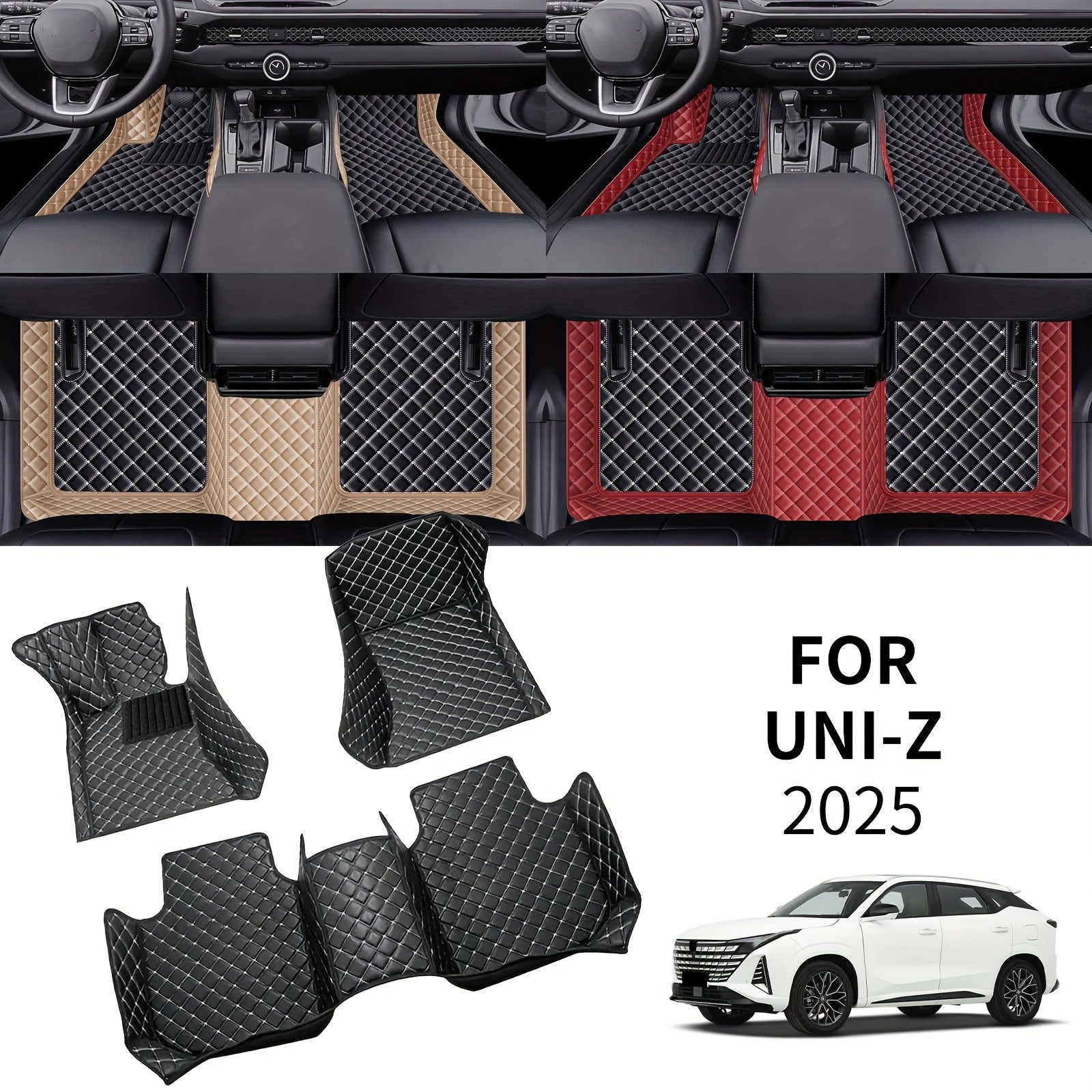Car Faux Leather Mat Set All-Season Non-Slip Easy to Clean Durability