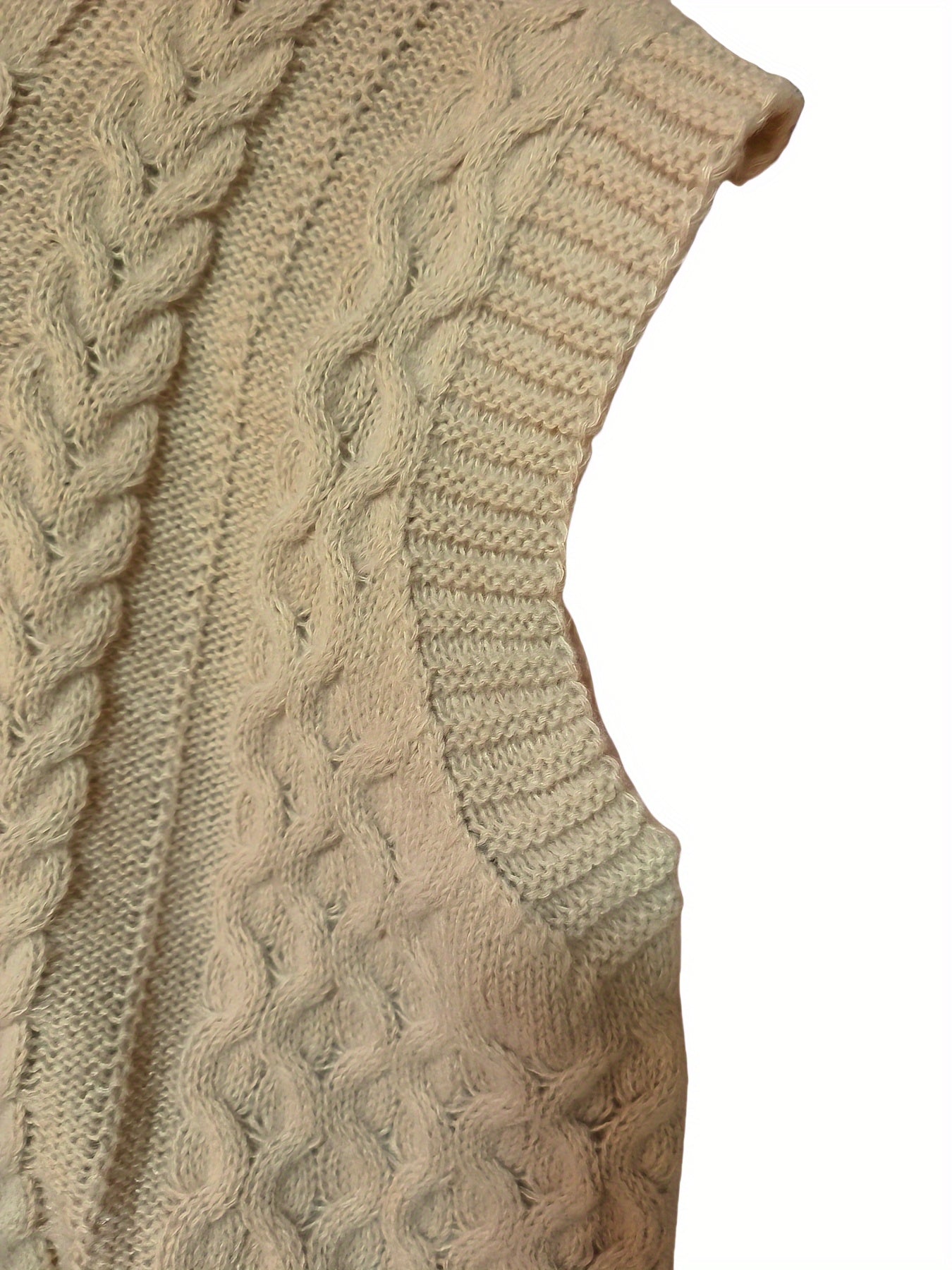 Plus Size Cable Knit Vest Women Cap Sleeve Solid Color Top for Spring Fall