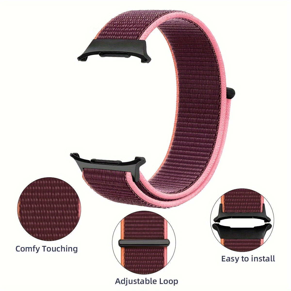 Water-Resistant Nylon Watch Band for Galaxy Watch Ultra Adjustable Strap Deployant Clasp