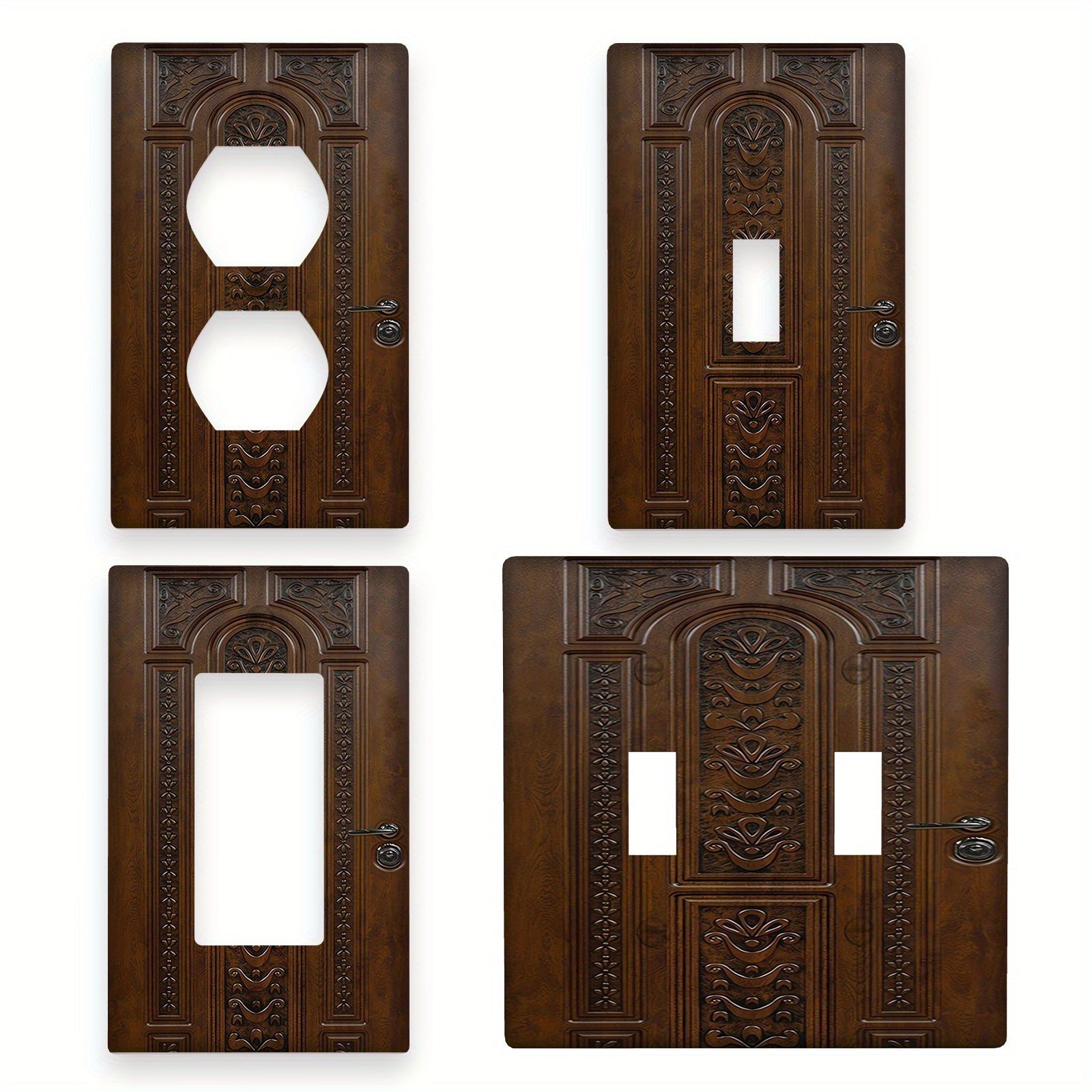 Polycarbonate Light Switch Cover with Wood Grain Effect for 1 or 2 Way Easy Installation