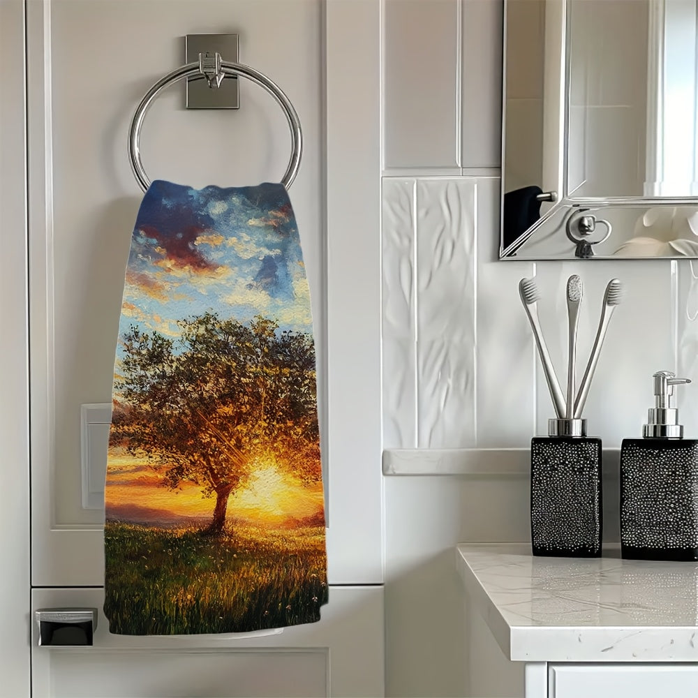 Set of 2 Ultra Soft Kitchen Towels Dusk and Sunset Designs 40x60cm Absorbent
