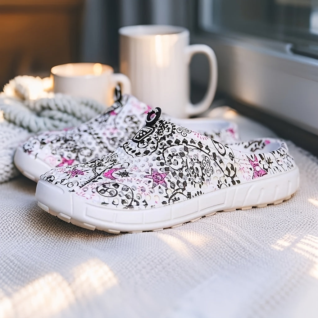 Women's Summer Shoes Breathable Star Moon Print Comfortable Footwear