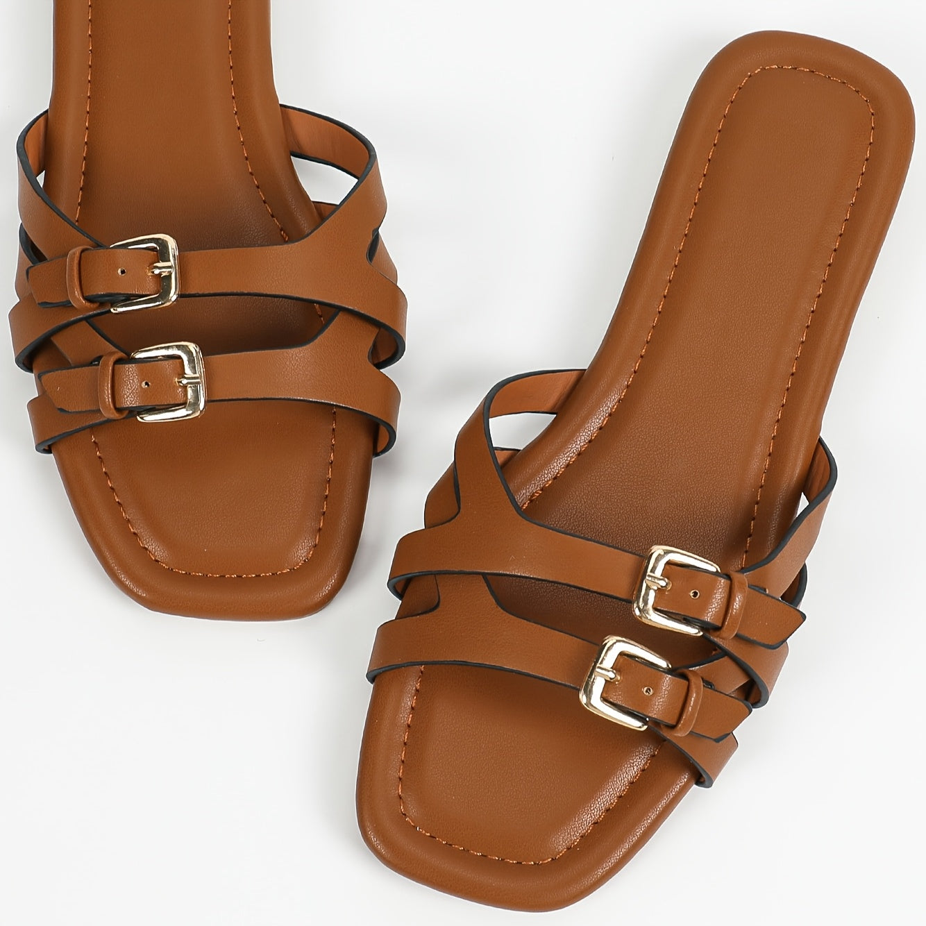 Women's Wide Fit Flat Sandals with Adjustable Straps and Open Toe