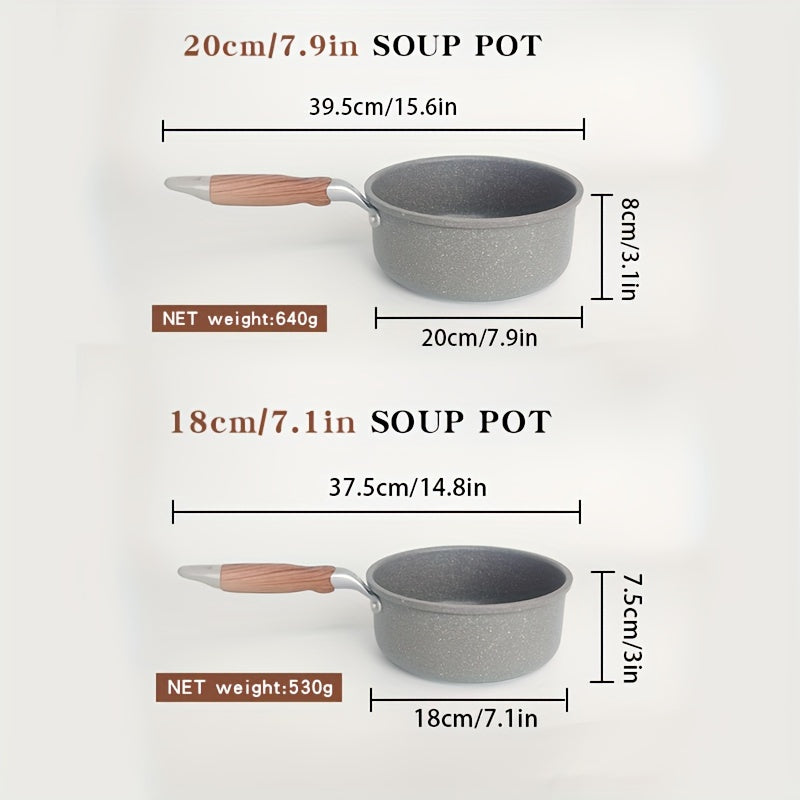 Aluminum Soup and Milk Pot with Glass Lid Non-Stick Easy to Clean for Omelets Soups Noodles