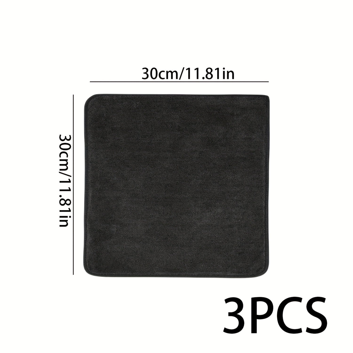 3Pcs Ultra-Fine Fiber Car Cleaning Cloths Reusable Soft Absorbent Towels