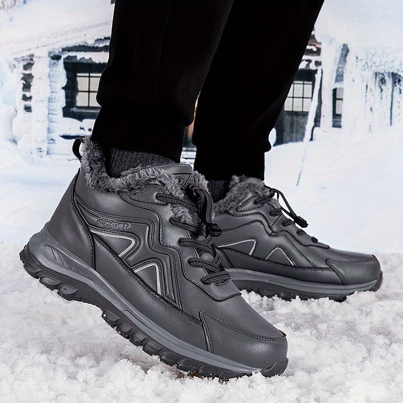 Women's Winter Slip-On PU Walking Shoes Black All-Season Comfort