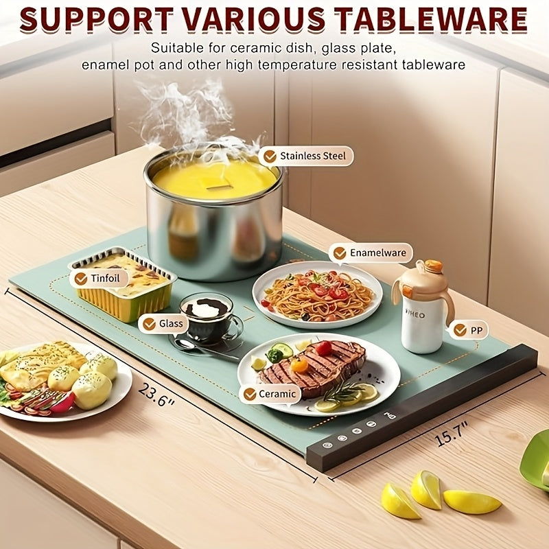 Vaqt bilan boshqariladigan, teginish bilan boshqariladigan silikon issiqlik saqlash matosi, Evropa standarti rozetkasi, DC rozetkasi, tashish sumkasi bilan. Qishki ovqatlanish uchun ideal.