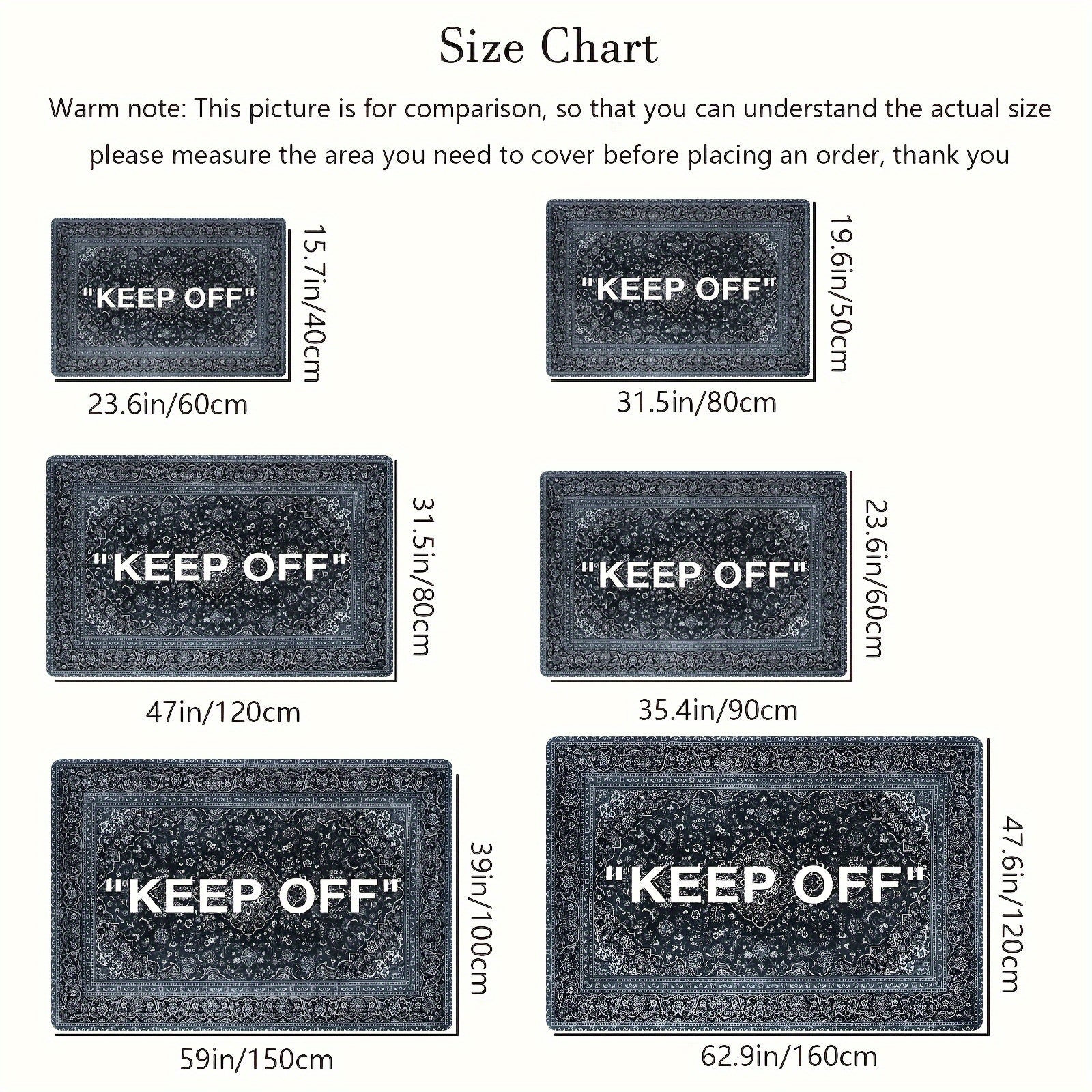 Vintage Fors uslubidagi "Saqlaning" dekorativ maydon gilami - yengil, sirpanmaydigan, ichki foydalanish uchun mashinada yuviladigan mat. Past to'siq poliesterdan tayyorlangan, to'rtburchak shaklida mashinada ishlab chiqarilgan.