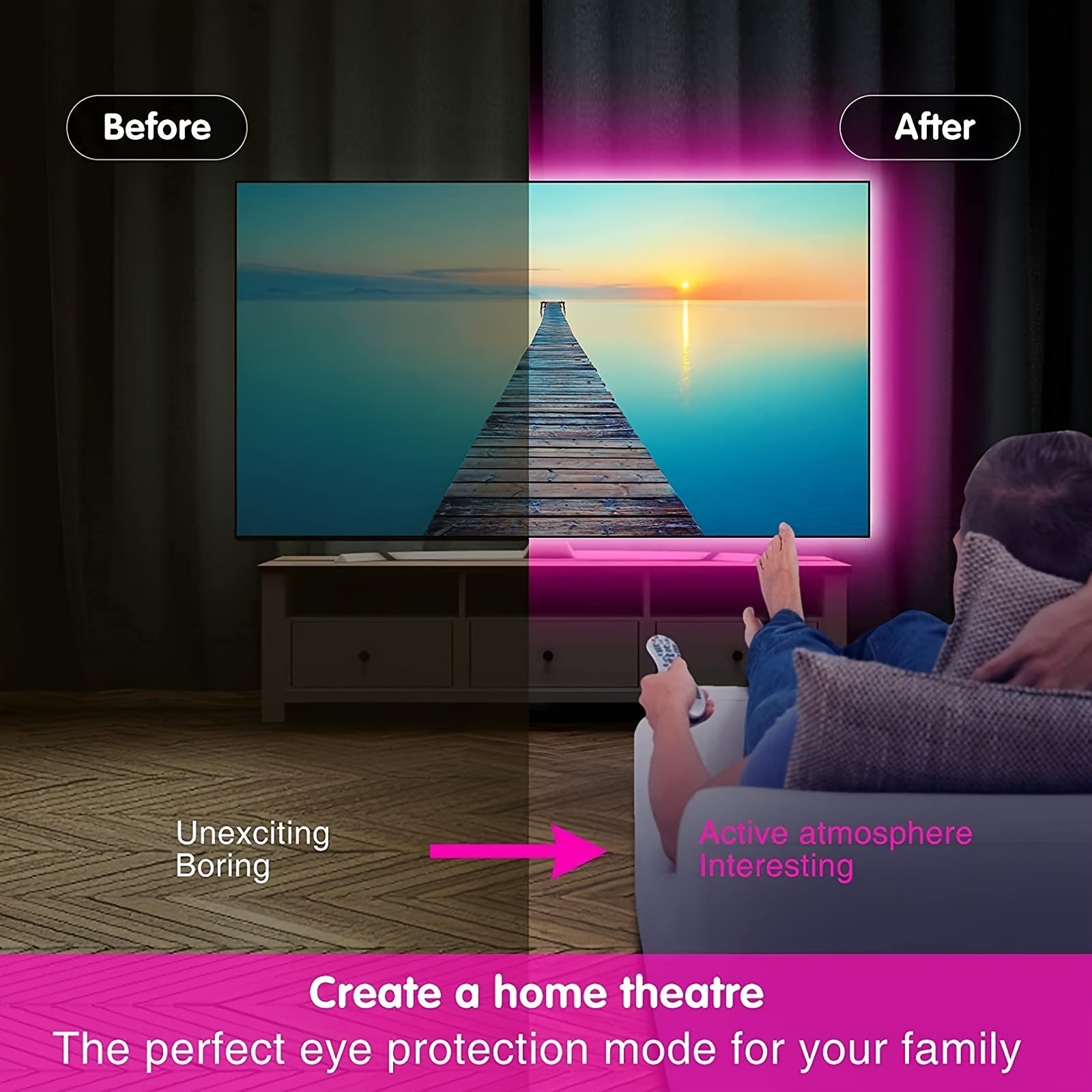 LED Strip Lights RGB Dimmable USB Music Sync Timer for Bedroom Game Room Decor