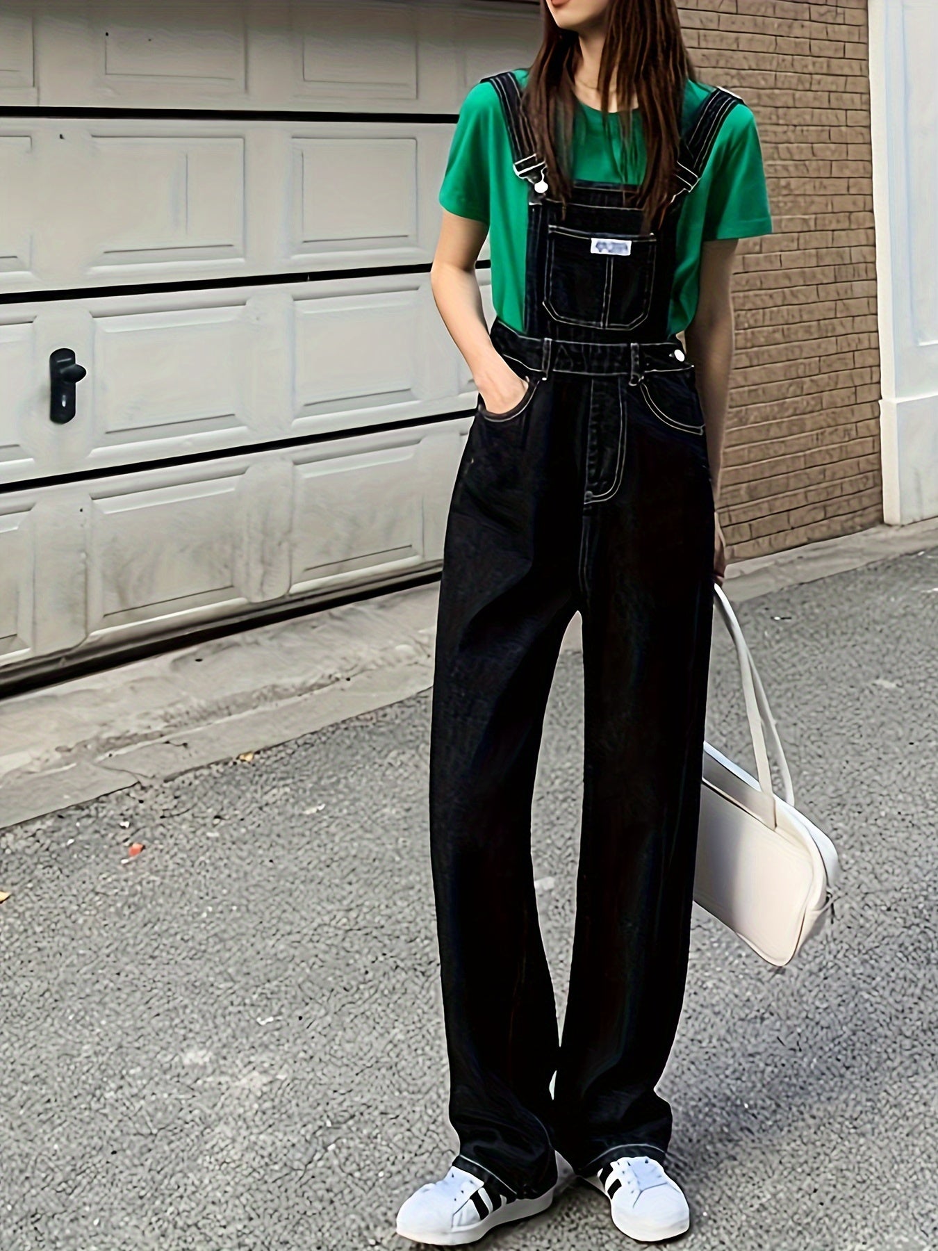 Ayollar uchun sozlanadigan kamarli denim kombinezonlar: tor kesim, bir rangli, cho'zilmaydigan mato, uzun uzunlik, yuvilgan dizayn, bahor/yaz/kuz uchun mukammal.