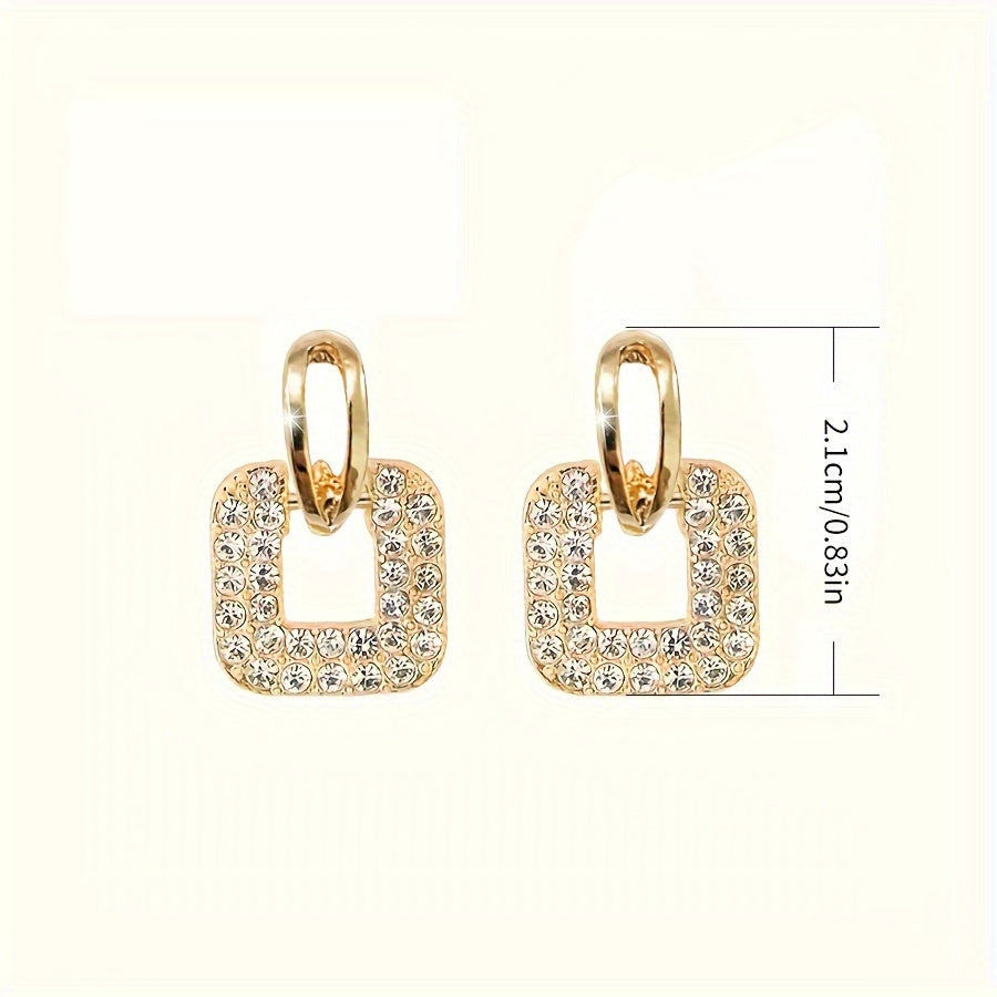 Ayollar uchun vintage geometrik kvadrat stud uzuklar rhinestones zargarlik