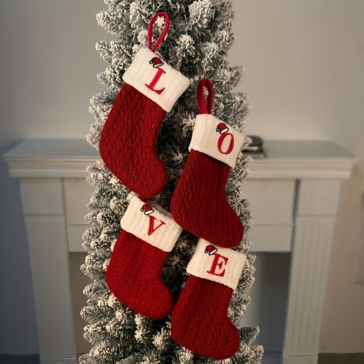 Knitted Polyester Stockings with Personalized Initials for Festive Parties