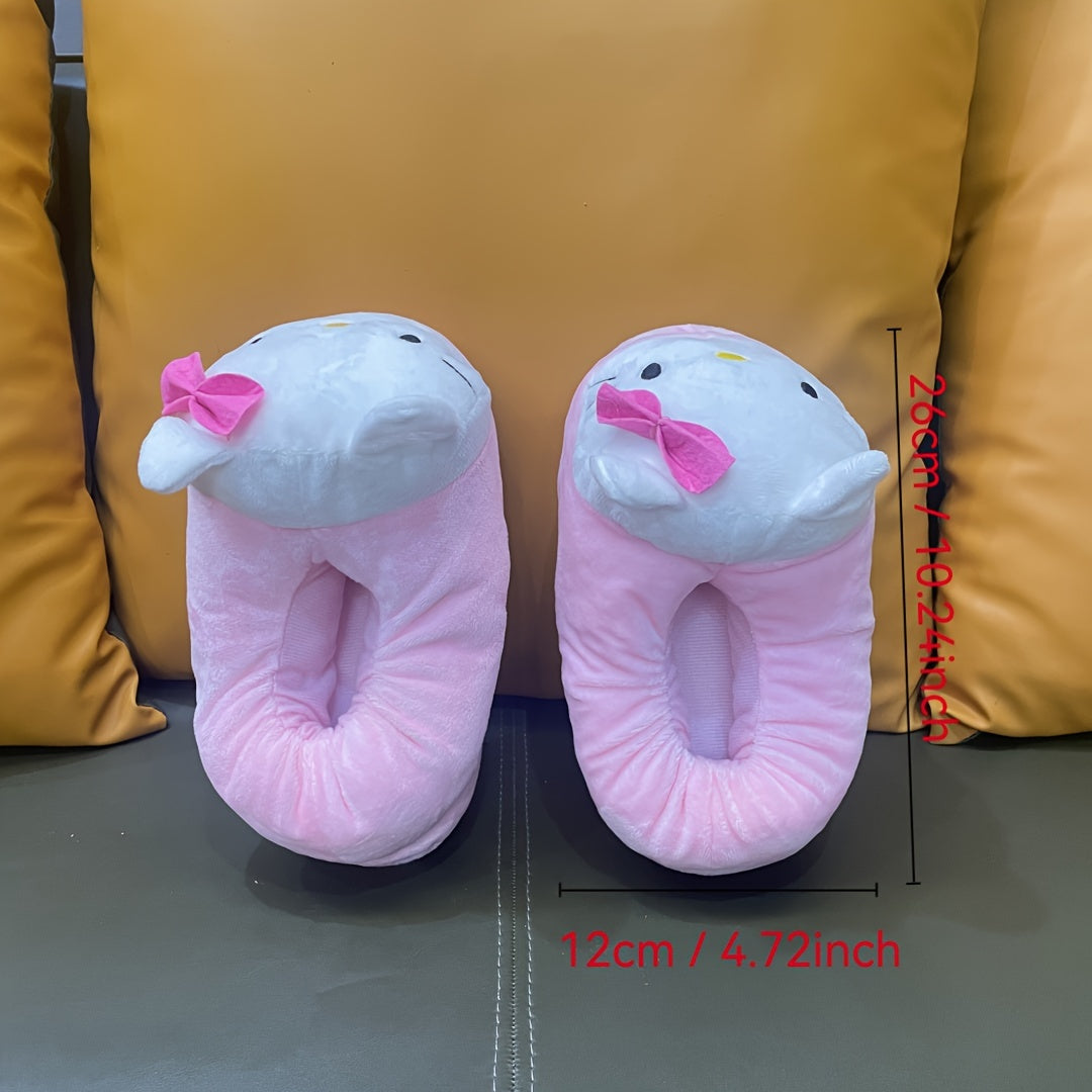 Women's Plush Cat Slippers Winter Warm Full-Cover House Shoes