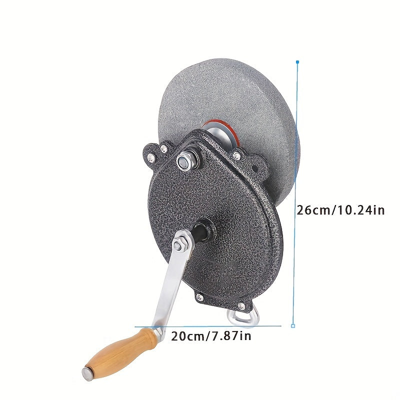 Manual Hand Crank Sharpener for Knives and Scissors, Dual Grit, Metal Construction