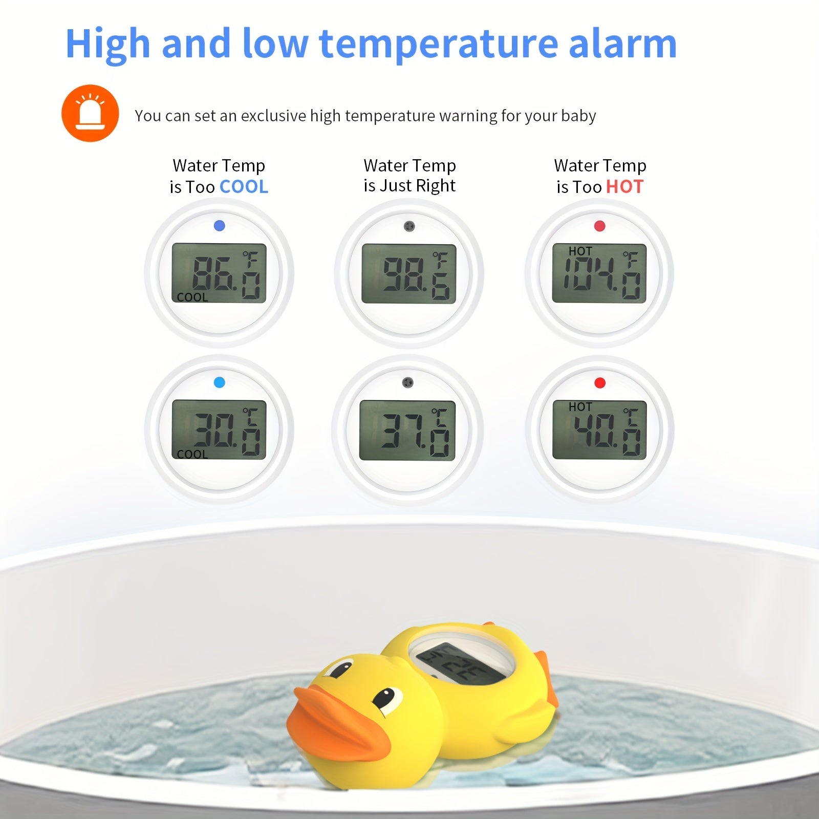 Kids Water Thermometer Three-in-One Digital Pool and Room Temperature Sensor Yellow Plastic