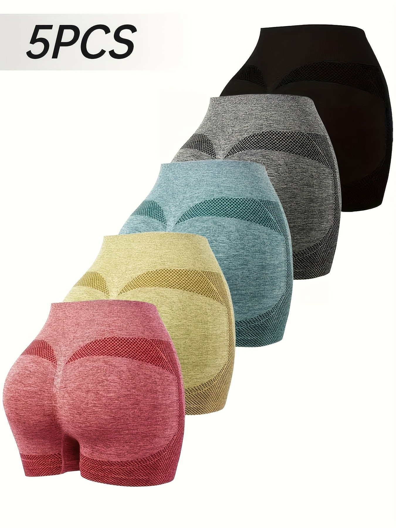 Women's High-Waisted Shapewear Shorts 5-Pack Breathable Polyester Tummy Control