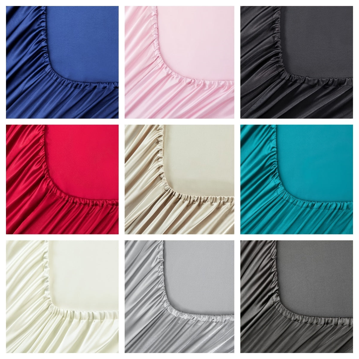 Solid Color Satin Fitted Sheet Bedding for Bedroom and Guest Room