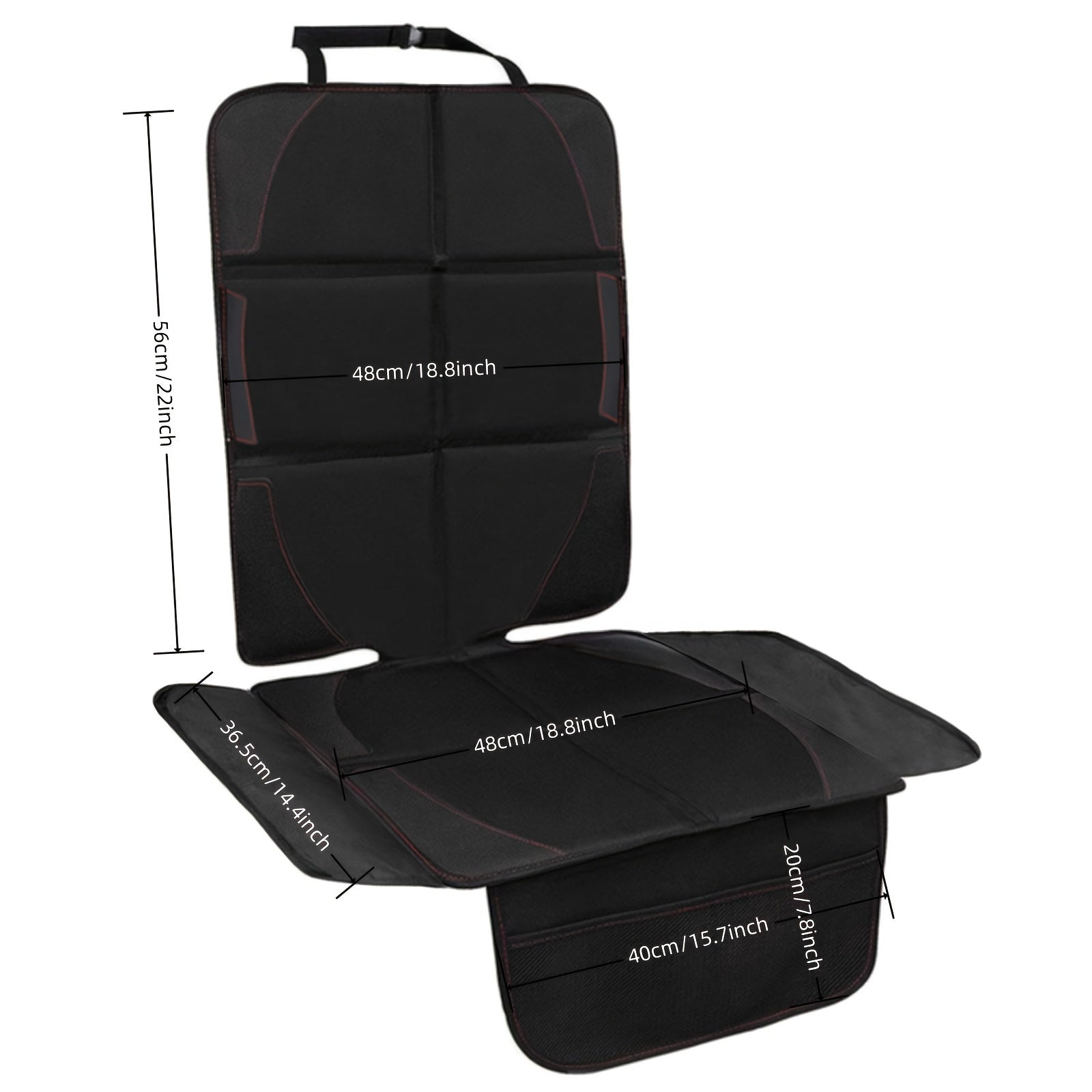 Large Size Car Seat Protector 600D Fabric Thick Padding Storage Pockets