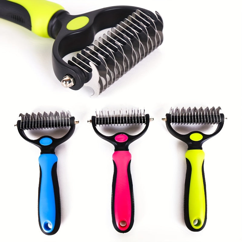 Dog Undercoat Hair Removal Comb Double-Sided Non-slip Slicker Brush for Grooming